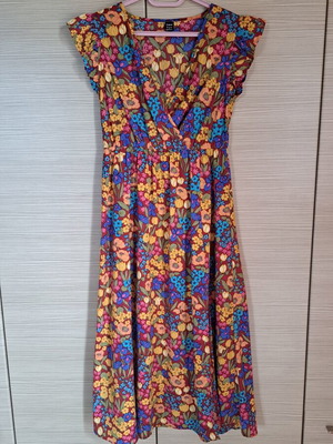 Shein dress with floral pattern, brown multicolor, size S