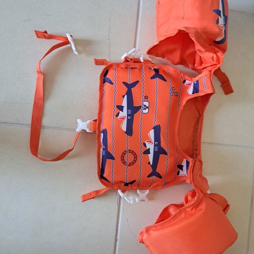 Bestway Swim Safe children's life jacket with arm floats, orange shark design
