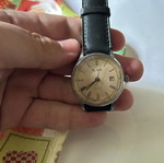 Slava Vintage Mechanical Wristwatch 21 Jewels used, beige and silver