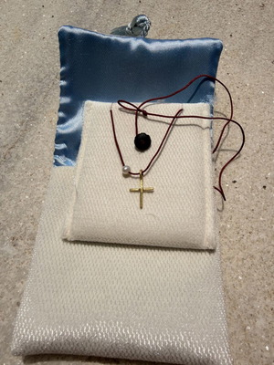 18K gold cross necklace, handmade