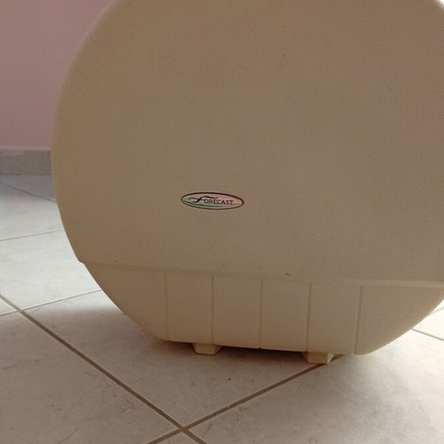 Hatbox suitcase used, beige-sugar color, 60s-70s New York