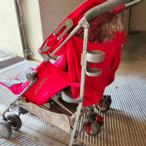 Maclaren Twin Techno Twin Stroller red like new
