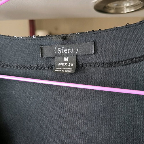 Black dress with sequins Sfera new, short long-sleeve