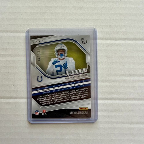 2025 Panini Prizm Rookies DJ Giddens #383 Orange Prizm 237/249 Colts card new