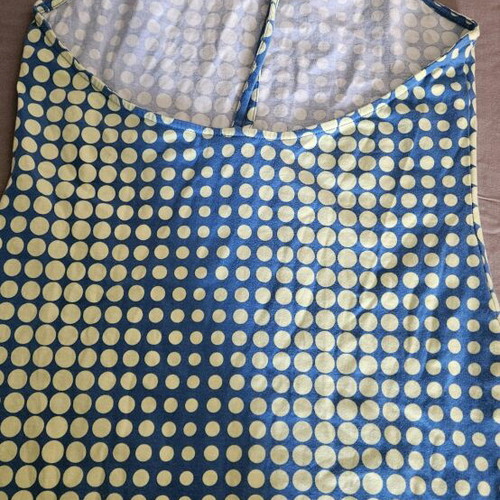 Mini backless cotton dress like new, blue and yellow polka dots, size L