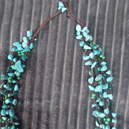 Vintage Boho multilayer necklace with turquoise stones like new