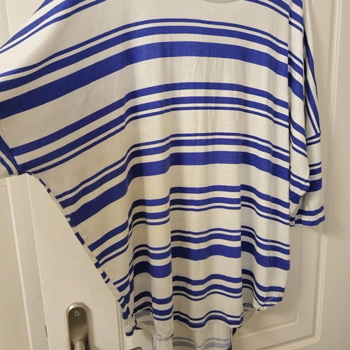 Peacocks striped blouse like new, 3/4 sleeve, white-blue, size XXXL
