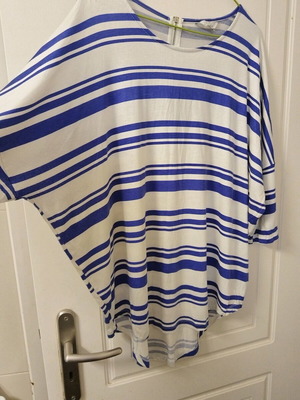 Peacocks striped blouse like new, 3/4 sleeve, white-blue, size XXXL