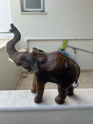 Vintage leather elephants like new, set of 2 handmade