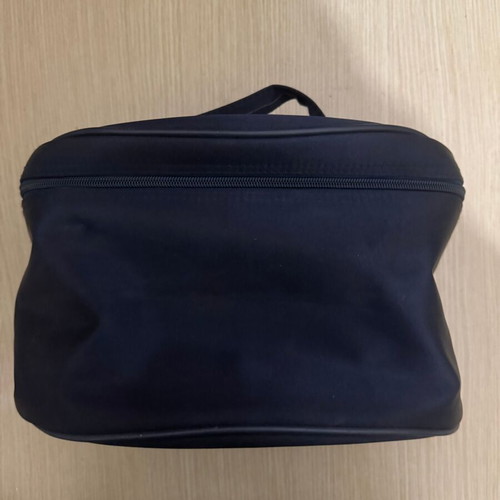 Toiletry bag used dark blue with detached mirror