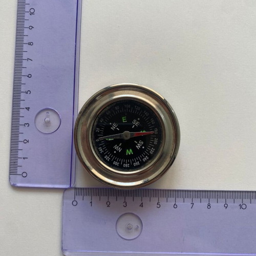 Vintage style magnetic compass used, metal body, analog display