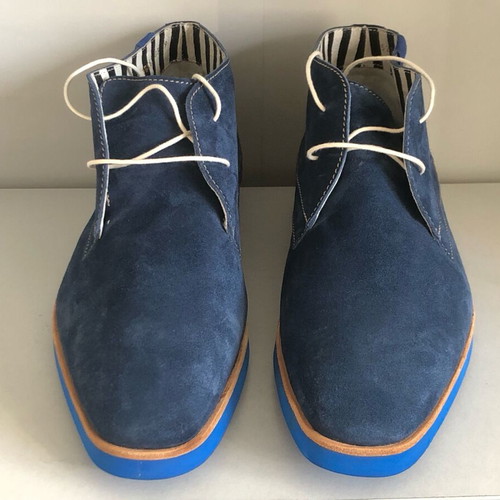 Floris Van Bommel shoes new, blue, natural suede, boots