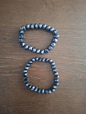 Bracelets with dark blue crystals, used, set of 2 elastic