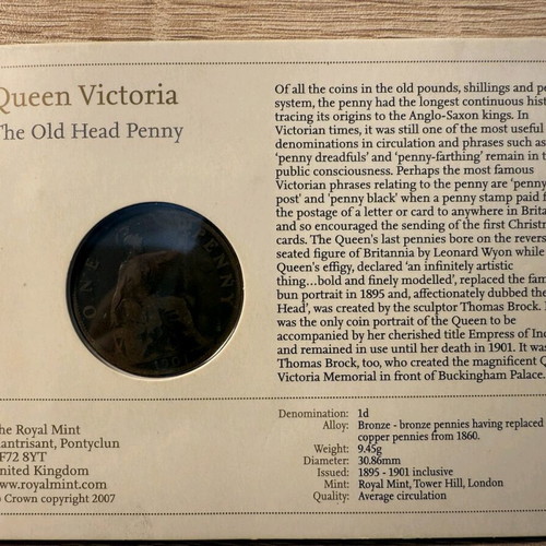 1901 Queen Victoria Old Head Penny sealed