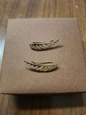 Wings earrings new, gold-colored ear-cuff feathers