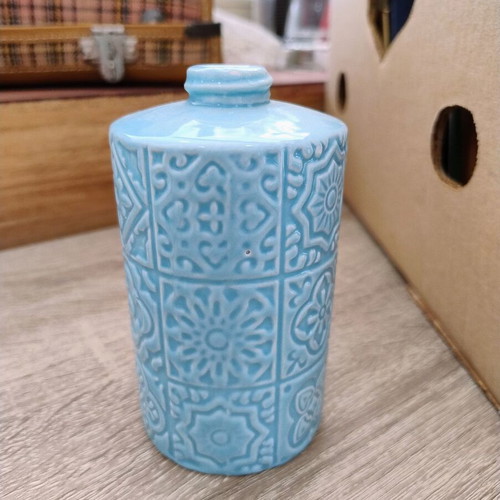 Ceramic vase used, flower holder, height 12.5 cm