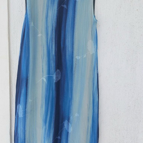 Plaisir Italy midi chiffon dress in blue shades, large
