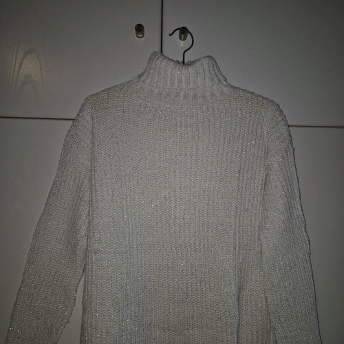 Turtleneck sweater white with silver thread like new, size S