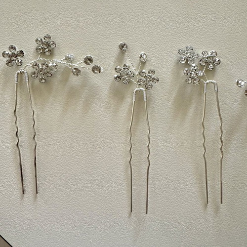 Set of 5 bridal hairpins with rhinestones