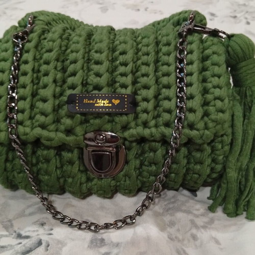 Handmade knitted bag small, green