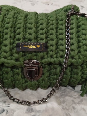 Handmade knitted bag small, green