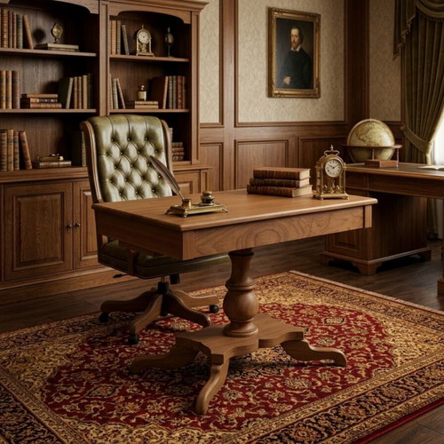 Handcrafted Doctor's Desk in Solid Mahogany New