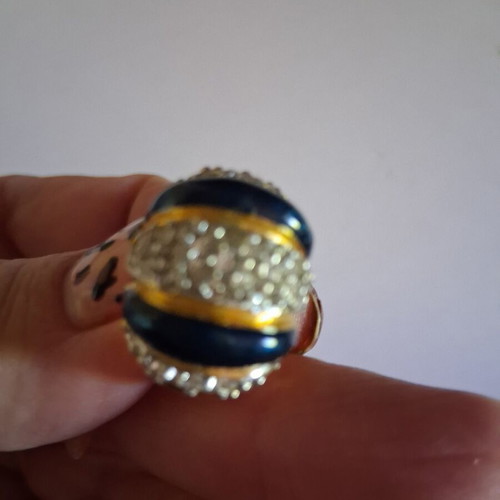 Vintage Atelier Cocktail Ring size 52, like new, blue and gold