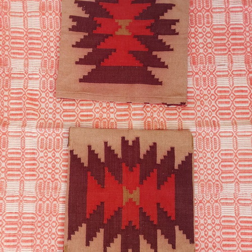Set for rustic decoration with wool throw and woven cushion covers refurbished
