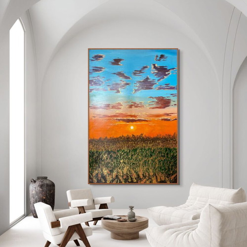 Golden Horizon Original Acrylic Painting 150x100 cm New