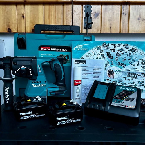 Makita DHR243 Brushless 18V Cordless Rotary Hammer Drill with 2x5Ah Batteries
