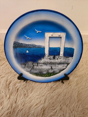 Handmade decorative plate Naxos with 3D relief and hand painted