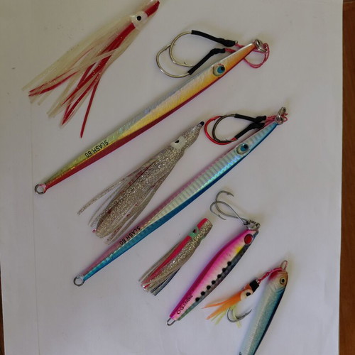Shore Jigging Jigs new, Pregio Slash 80gr, Hayabusa Jack Eye Shot 60gr, Oceanic Team 60gr