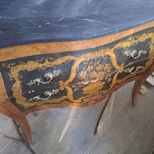 Dresser used with marble top and brass decorative details