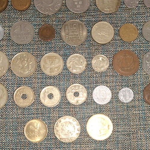 Collection of 45 used European coins, all different
