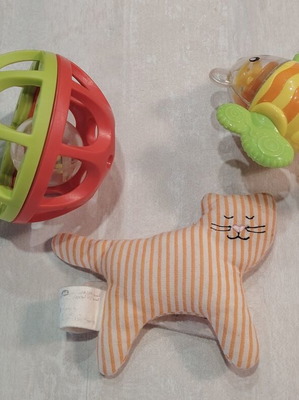 Baby rattles used, set of 3 pieces