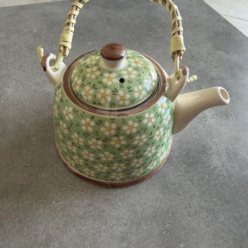 Teapot green floral new