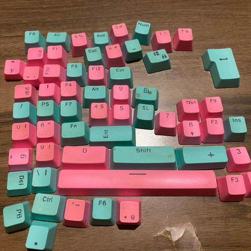 Keycaps set pink/turquoise for keyboard like new