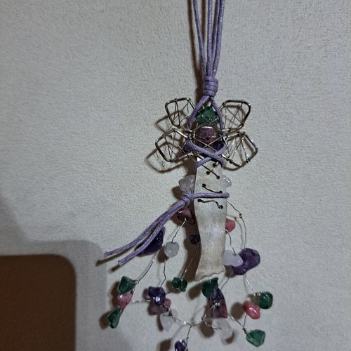 Handmade necklace with multicolor semi-precious stones like amethyst quartz aventurine