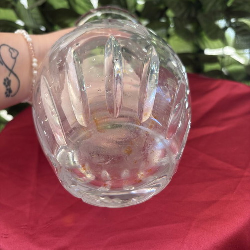 Crystal decorative vase with carved design, height 28 cm, like new