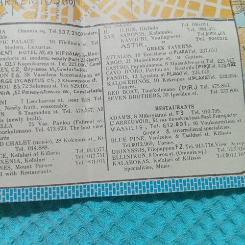 Vintage Athens Map Vellios Edition used, 1950s-60s