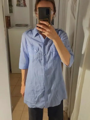 Zara shirt light blue summer with 3/4 sleeve like new, size M