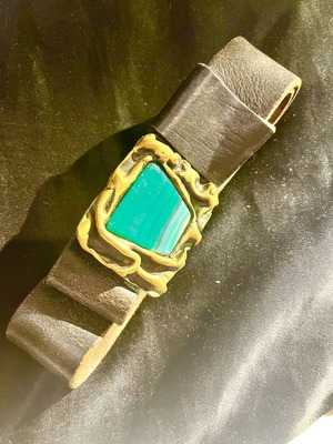 Baldwin belt with natural agate and malachite stone, used, 60's style