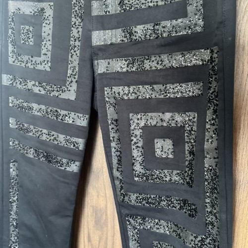 Vintage FERRE Jeans Black Embellished Beaded Straight-Leg Trousers