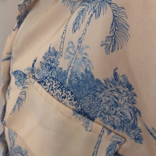 Summer set cropped shirt and high-waisted zip culottes new, tropical print