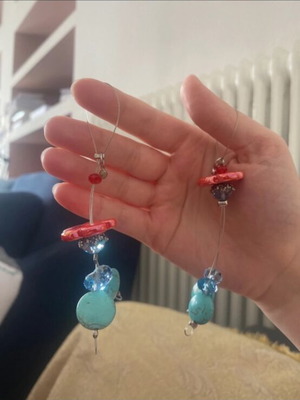 Handmade boho earrings with jewels new, colorful