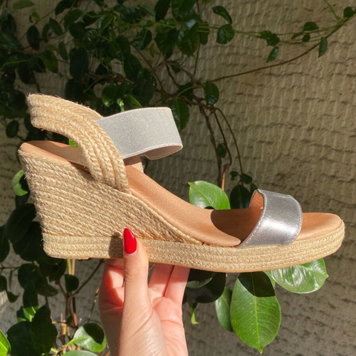 Nak platform sandals used, size 40, silver gray