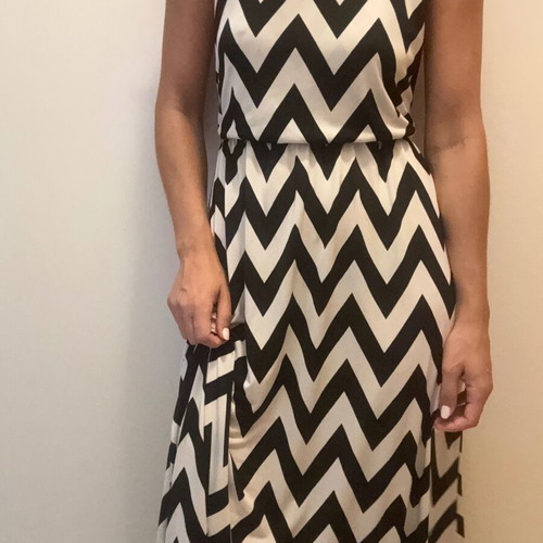 Long black and white dress used, size M