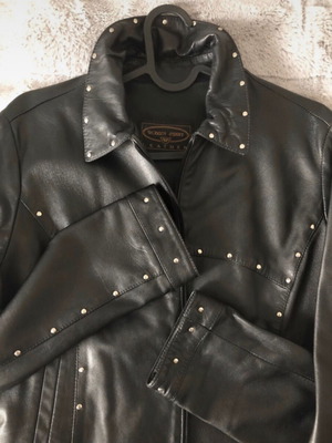 Roberta Ferrini black leather short jacket with studs like new, size 44