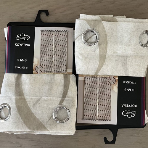 Curtains set of 4 new, beige and light gray with subtle strass