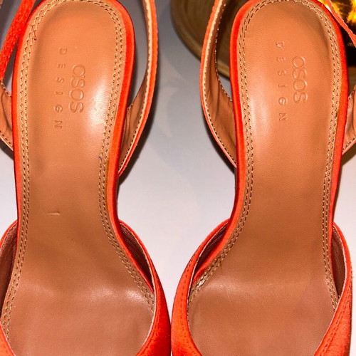 Asos orange satin heels like new, size 37